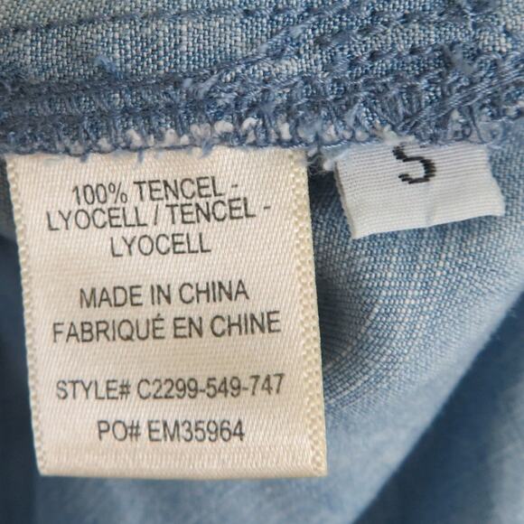 Anthropologie Chambray Blouse Off Shoulder Long Sleeve Top Size Small NWOT - Picture 4 of 6